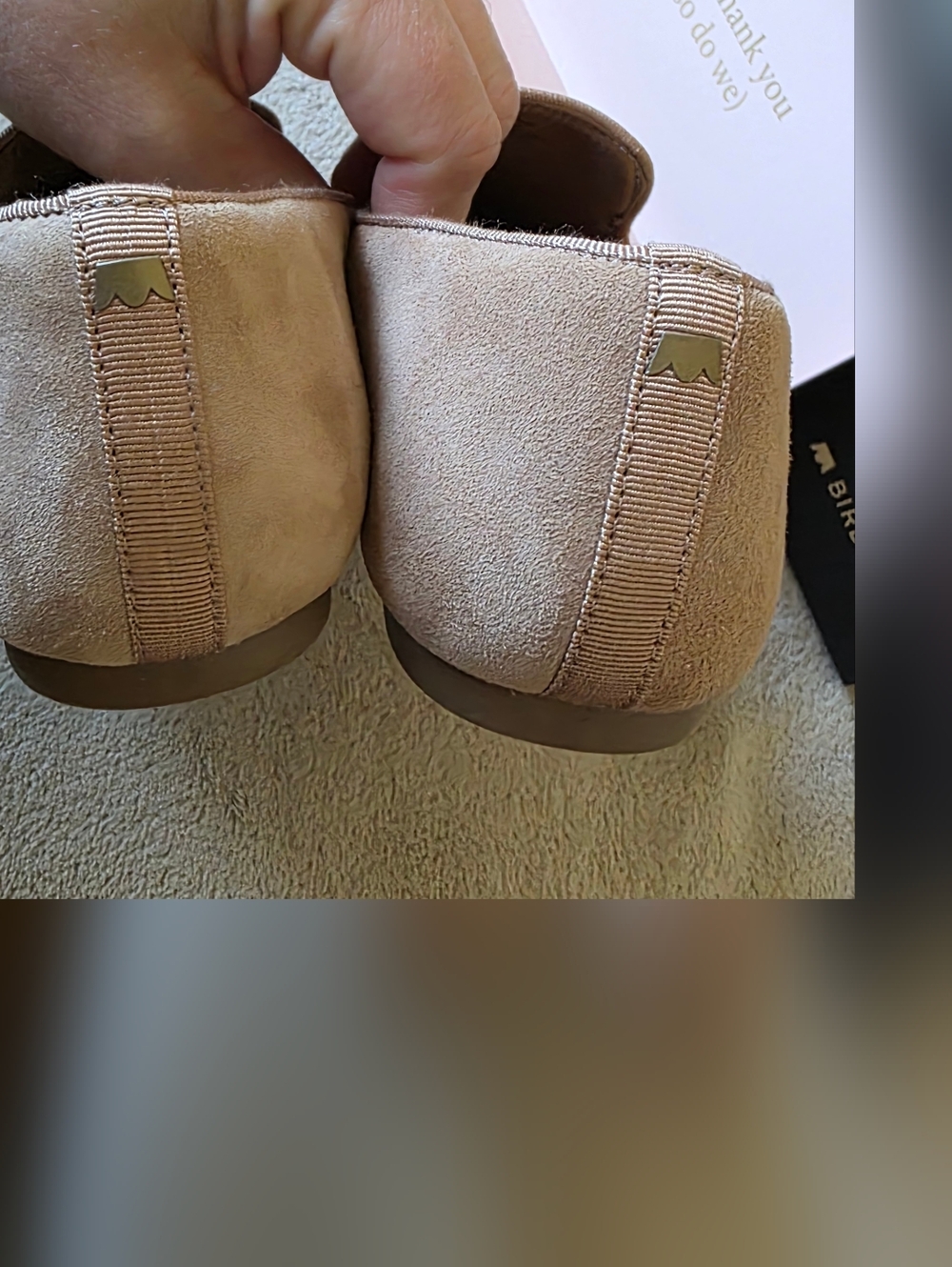 Birdies Starling Suede Flat Tan Nude Slip On Loafers - Picture 4 of 7